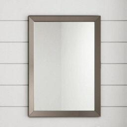 Ibathuk Brillia Modern Wall Hung Mirror, Metallic Nickel Frame, Bevelled Glass Bathroom Mirror Furniture For Contemporary Spaces - thumbnail 6