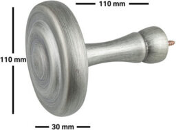 A.unique Home Ribbed Wooden Curtain Pole With Rings And Fittings - 35mm - 11Cm - Antique Silver - thumbnail 4