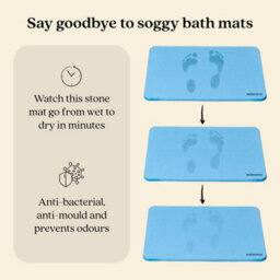 Misona Stone Bath Mat 39 X 60Cm - Quick Dry Diatomite Bathroom Mat (Blue) - thumbnail 2