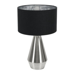 Valuelights Jax Chrome Dimmable Touch Table Lamp With Black With Chrome Inner Lamp Shade - thumbnail 2
