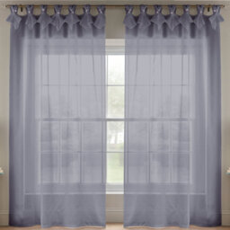 Luxury Living Linen Look Voile Tab Top Curtain Pair 147Cm X 229Cm Silver