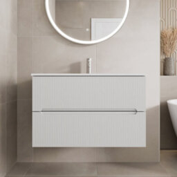 Affine 800mm Bathroom Cloakroom Vanity Unit Basin Wall Hung Furniture Soft Close White - thumbnail 1