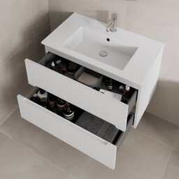 Affine 800mm Bathroom Cloakroom Vanity Unit Basin Wall Hung Furniture Soft Close White - thumbnail 3