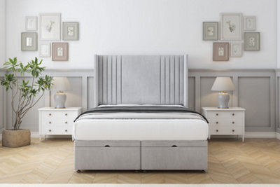 "Comfort Elise Silver Naples Ottoman Bed Base With 54"" Wingback Headboard 4' Small Double" - image 1