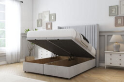 "Comfort Elise Silver Naples Ottoman Bed Base With 54"" Wingback Headboard 4' Small Double" - thumbnail 2