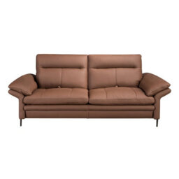 Angel Cerda Brown Leather 3-Seater Sofa And Dark Chromed Stainless Steel Legs - thumbnail 2