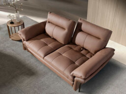 Angel Cerda Brown Leather 3-Seater Sofa And Dark Chromed Stainless Steel Legs - thumbnail 6