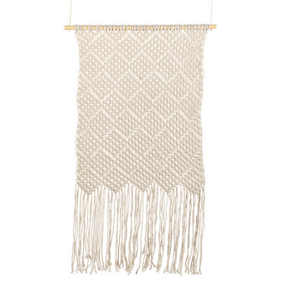 Beliani Fabric Wall Hanging Okara Cotton 126 Cm Beige - image 1