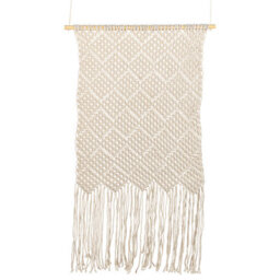 Beliani Fabric Wall Hanging Okara Cotton 126 Cm Beige - thumbnail 1