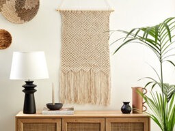 Beliani Fabric Wall Hanging Okara Cotton 126 Cm Beige - thumbnail 2