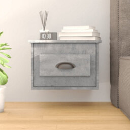 Berkfield Wall-Mounted Bedside Cabinet Concrete Grey 41.5X36X28Cm - thumbnail 1