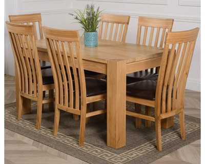 That's Furniture Kuba 150 X 85 Cm Chunky Medium Oak Dining Table And 6 Chairs Dining Set With Harvard Chairs - image 1