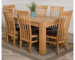 That's Furniture Kuba 150 X 85 Cm Chunky Medium Oak Dining Table And 6 Chairs Dining Set With Harvard Chairs - thumbnail 1