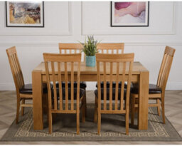 That's Furniture Kuba 150 X 85 Cm Chunky Medium Oak Dining Table And 6 Chairs Dining Set With Harvard Chairs - thumbnail 2