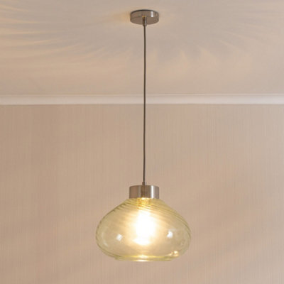 Valuelights Corinne Twill Green Glass Brushed Chrome Capped Ceiling Pendant Light With Bulb - image 1