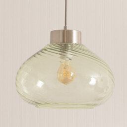 Valuelights Corinne Twill Green Glass Brushed Chrome Capped Ceiling Pendant Light With Bulb - thumbnail 3