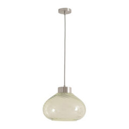 Valuelights Corinne Twill Green Glass Brushed Chrome Capped Ceiling Pendant Light With Bulb - thumbnail 2