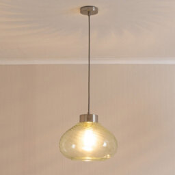 Valuelights Corinne Twill Green Glass Brushed Chrome Capped Ceiling Pendant Light With Bulb