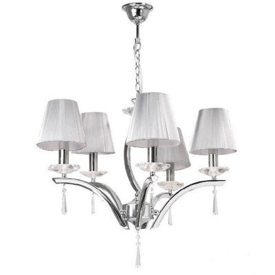 Luminosa Lighting Luminosa Orchestra 5 Light Chandeliers With Shades Chrome, K9 Crystals With Fabric 60X50Cm - image 1
