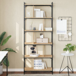 Walplus Bookcase 6-Tier Sonoma Oak 76X32X192 Cm Engineered Wood - thumbnail 1