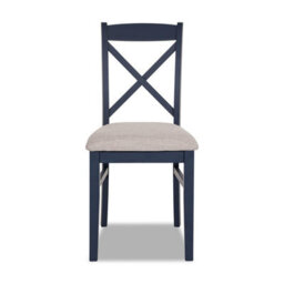 Statement Furniture Florence Crossback Upholstered Seat Dining Chair - Navy Blue - thumbnail 2