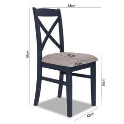 Statement Furniture Florence Crossback Upholstered Seat Dining Chair - Navy Blue - thumbnail 3