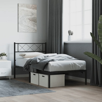 Berkfield Metal Bed Frame With Headboard Black 75X190 Cm 2Ft6 Small Single - image 1