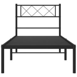 Berkfield Metal Bed Frame With Headboard Black 75X190 Cm 2Ft6 Small Single - thumbnail 4