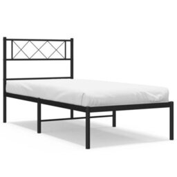 Berkfield Metal Bed Frame With Headboard Black 75X190 Cm 2Ft6 Small Single - thumbnail 2