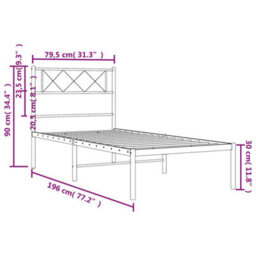 Berkfield Metal Bed Frame With Headboard Black 75X190 Cm 2Ft6 Small Single - thumbnail 9