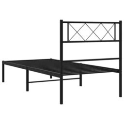 Berkfield Metal Bed Frame With Headboard Black 75X190 Cm 2Ft6 Small Single - thumbnail 7