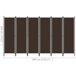 Berkfield 6-Panel Room Divider Brown 300X180 Cm - thumbnail 6