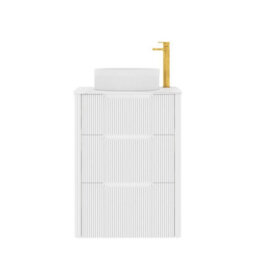 Royal Bathrooms Avenza 600mm Matt White Floor Standing Countertop Bathroom Vanity Unit 3 Drawer With Round Basin - thumbnail 6