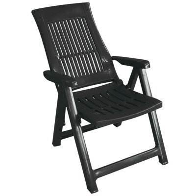 Urbn-Living Urbnliving Folding Garden Lounger Anthracite Color Chair 5 Multi Reclining Positions Outdoor Dining Chairs - image 1
