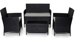 Evre Black Madrid Rattan Garden Furniture Set Patio Conservatory Balcony Outdoor 4 Seater With Coffee Table - Inc Weekend Delivery - thumbnail 1