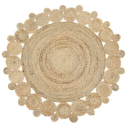 Beliani Round Jute Area Rug 120 Cm Beige Golgen - thumbnail 1