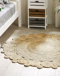 Beliani Round Jute Area Rug 120 Cm Beige Golgen - thumbnail 2
