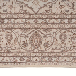 Loomed Traditional Floral Cotton Chenille Rug Cream Beige Machine Washable 60Cm X 240Cm - thumbnail 4