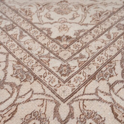 Loomed Traditional Floral Cotton Chenille Rug Cream Beige Machine Washable 60Cm X 240Cm - thumbnail 6