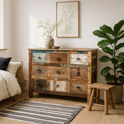 Wyld Haus Seattle Reclaimed Wood 9 Drawer Chest Coastal Rustic Wide - image 1