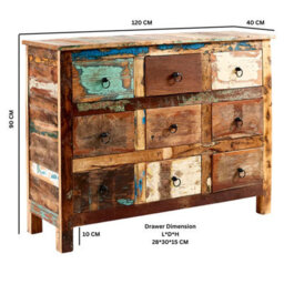 Wyld Haus Seattle Reclaimed Wood 9 Drawer Chest Coastal Rustic Wide - thumbnail 6