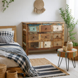 Wyld Haus Seattle Reclaimed Wood 9 Drawer Chest Coastal Rustic Wide - thumbnail 3