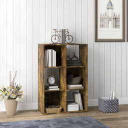 Homcom 6-Cube Bookshelf, Display Shelving Unit For Home Office, Rustic Brown - thumbnail 7