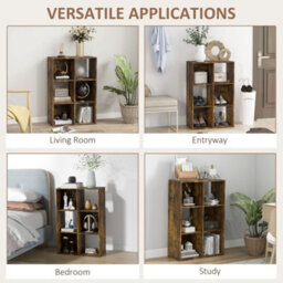 Homcom 6-Cube Bookshelf, Display Shelving Unit For Home Office, Rustic Brown - thumbnail 6