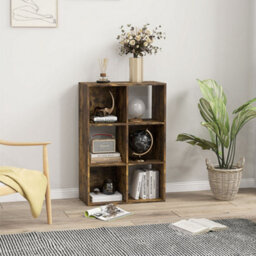Homcom 6-Cube Bookshelf, Display Shelving Unit For Home Office, Rustic Brown