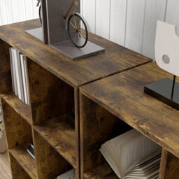 Homcom 6-Cube Bookshelf, Display Shelving Unit For Home Office, Rustic Brown - thumbnail 8
