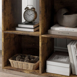 Homcom 6-Cube Bookshelf, Display Shelving Unit For Home Office, Rustic Brown - thumbnail 9