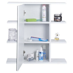 Urbn-Living Urbnliving Height 60Cm Wooden Wall White Bathroom Storage Cabinet With Mirror And 1 Single Door - thumbnail 3