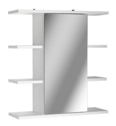 Urbn-Living Urbnliving Height 60Cm Wooden Wall White Bathroom Storage Cabinet With Mirror And 1 Single Door - thumbnail 2