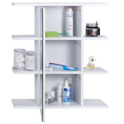 Urbn-Living Urbnliving Height 60Cm Wooden Wall White Bathroom Storage Cabinet With Mirror And 1 Single Door - thumbnail 5